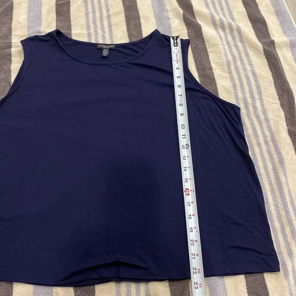 Eileen Fisher Blue Relaxed Sleeveless Tank Top Jersey Scoop Neck Tank Sz 2X - Picture 6 of 7